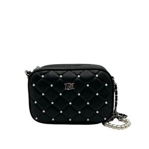 Badgley Mischka Black Quilted Camera Bag w/Pearls - NWT
